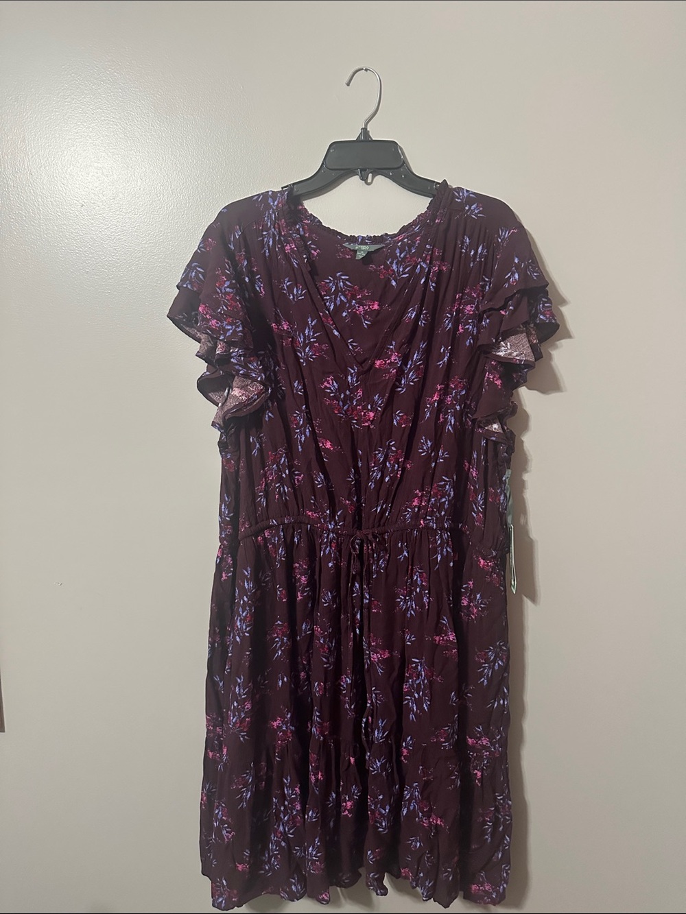 Terra & Sky Burgundy Floral Midi Dress